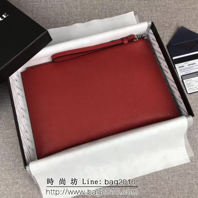PRADA普拉達 專櫃最新款 摩登態度系列 十字紋牛皮 男士手包 2NG005 DD1822